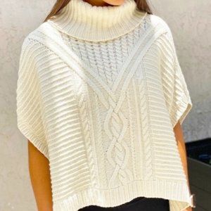 Gap Cable Knit Turtleneck Poncho Sweater